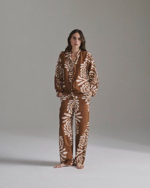 Don Simon Cotton Silk Shirt / Brown Arabesque