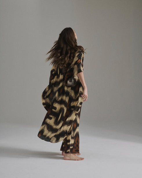 San Cipriano Martellato Silk Tunic / Brown Ikat