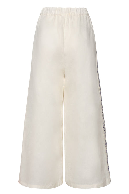 Jared Linen Capri Pants / Ivory Blue Horseshoes