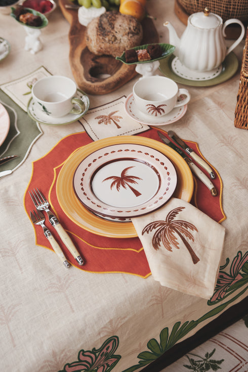 JDD Tucan Linen Placemat / Salmon - Yellow