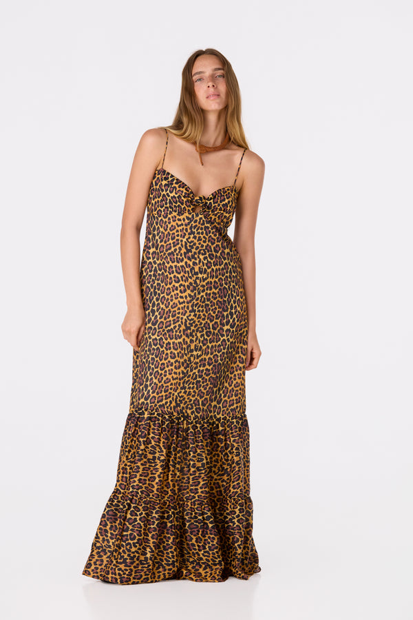 Julieta Cotton Silk Maxi Dress / Jaguar