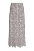 La Sultana Sequined Midi Skirt / Silver Palms
