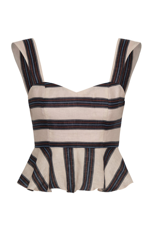 Lebron Linen Top / Navy Stripes