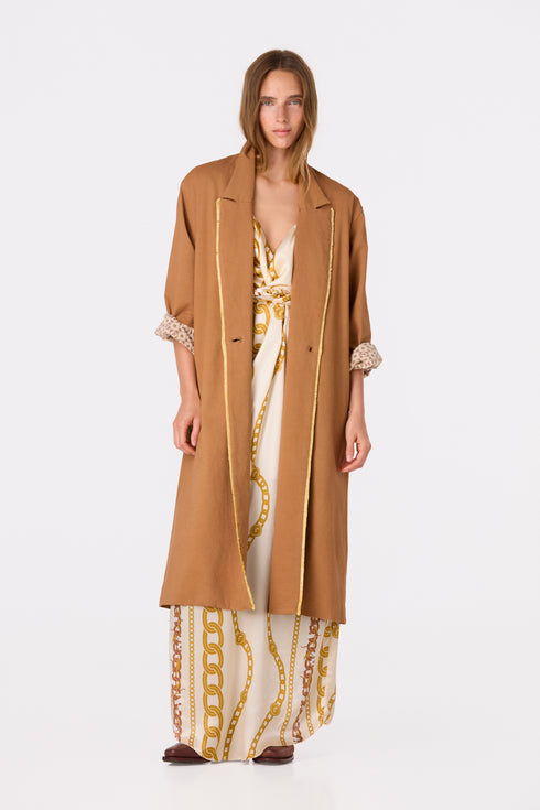 Macarena Satin Silk Midi Dress / Gold Chains