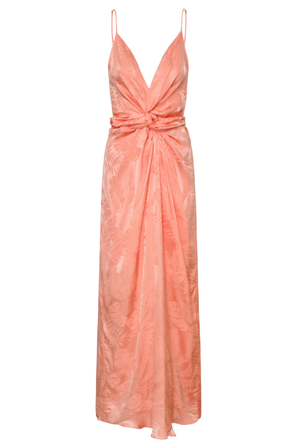 Macarena Silk Jacquard Midi Dress / Peach