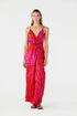 Macarena Silk Jacquard Midi Dress / Red & Fuchsia Maxi Buganvilia