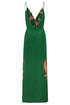 Macarena Silk Midi Dress / Green Buganvilia