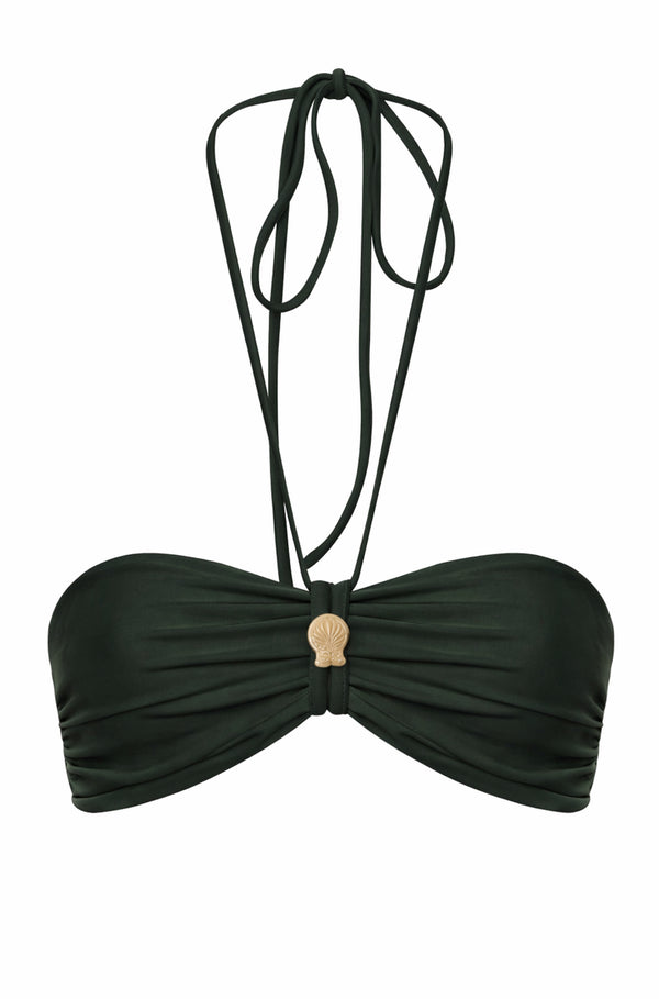 Maria Top / Dark Green & Ivory