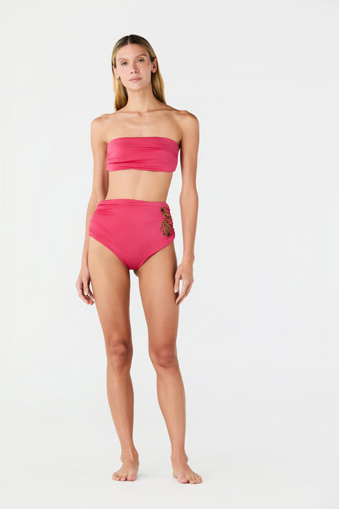 Victoria Embroidered Bottom / Shiny Fuchsia - Wine