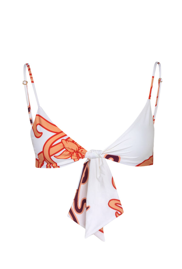 Pacifico Top / White Lilies Salmon Violet - Ivory