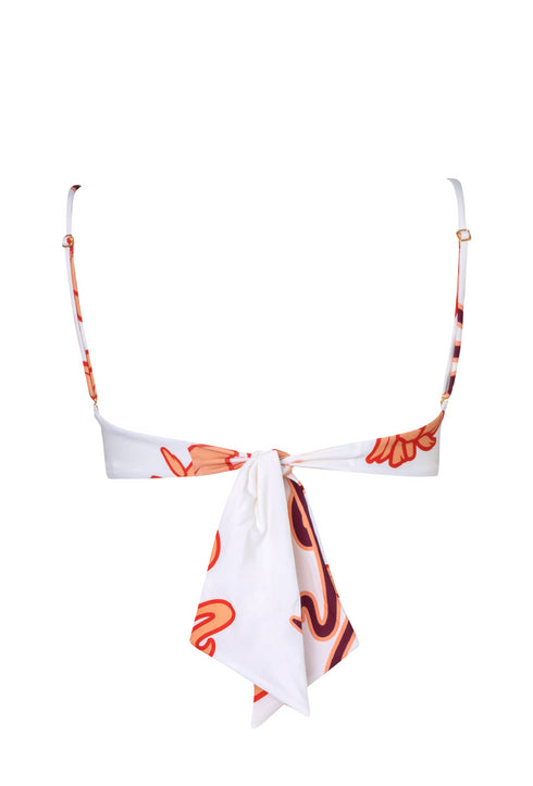 Pacifico Top / White Lilies Salmon Violet - Ivory