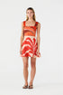 Micaela Hand-Embroidered Linen Mini Dress / Orange Palms