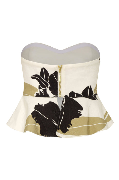 Peplum Cotton Top / Black Orchids
