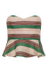 Peplum Linen Top / Green Artisanal Stripes
