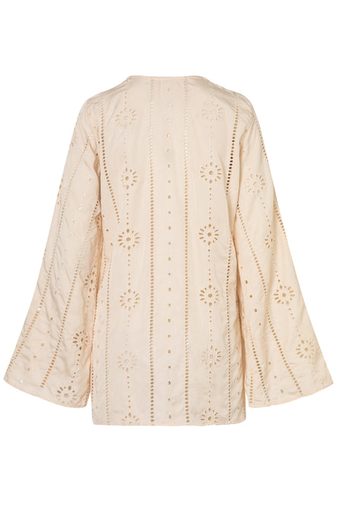Lisa Cotton Eyelet Maxi Shirt / Beige