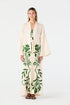 Rafaela Embroidered Kaftan / Ivory Green Buganvilias