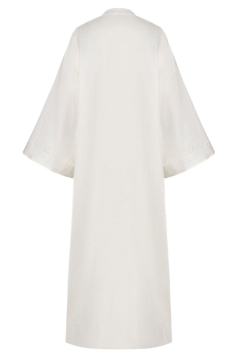 Rafaela Embroidered Kaftan / Ivory Green Buganvilias