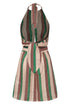 San Agustín Linen Mini Dress / Green Artisanal Stripes