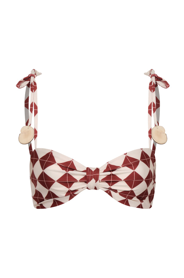 San Miguel Top / Burgundy Rhombuses Ivory - Ivory