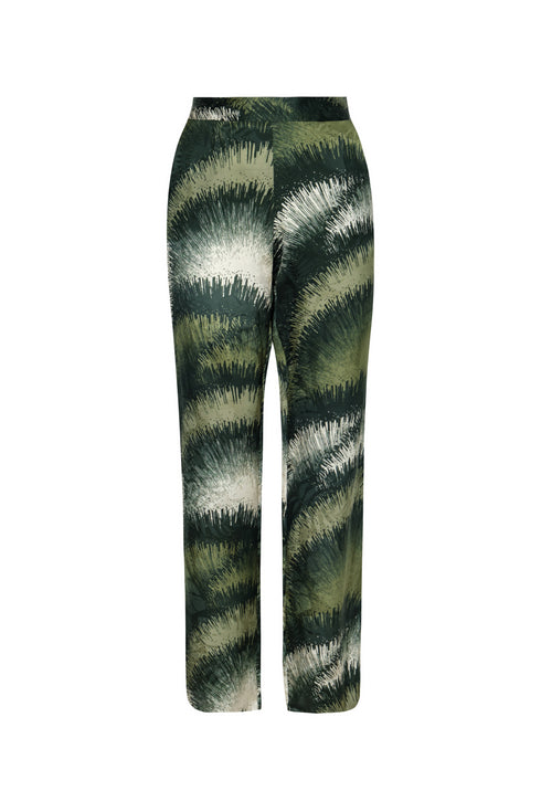 Santo Tomás Silk Jacquard Pants / Green Brushed