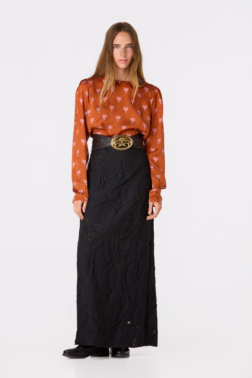 Sevilla Jacquard Blouse / Terra Polka Palms