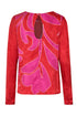 Sevilla Silk Jacquard Blouse / Red & Fuchsia Maxi Buganvilia