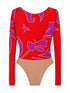 Sol Jersey Bodysuit / Red Buganvilias