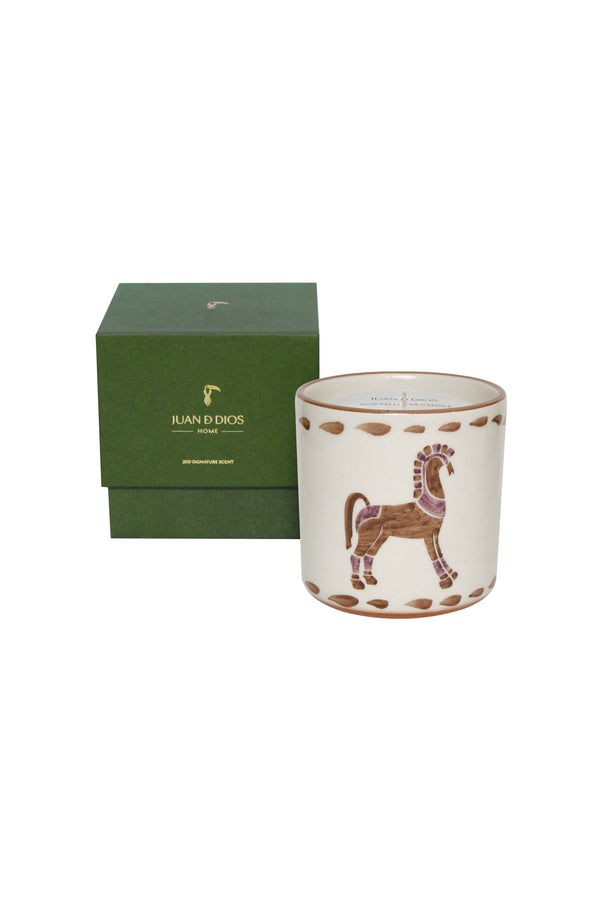 Solana Horse Ceramic Candle / Chocolate & Purple