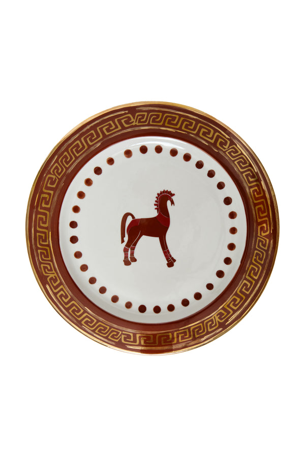 Solana Horse Dinner Plate / Chocolate & Gold