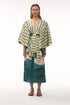Cavalo Linen Poncho / Aquamarine Palms - Green Stripes