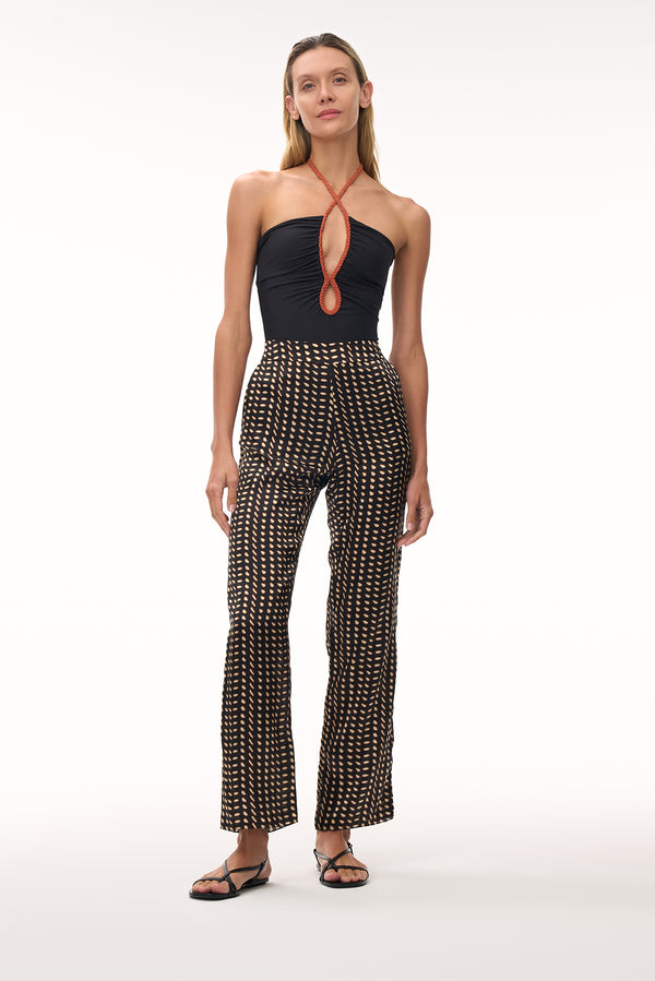 Santo Tomás Satin Silk Pants / Black & Ivory Seeds