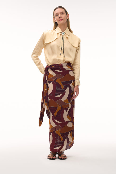 Andalucía Satin Silk Shirt / Butter Reptile