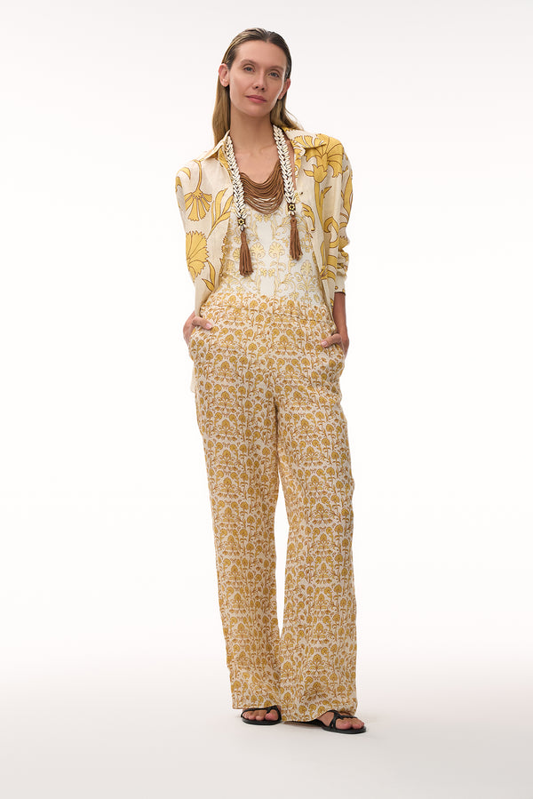 Jill Linen Shirt / Yellow Flowers