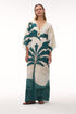 Andina Hand Embroidered Linen Tunic / Aquamarine Palms