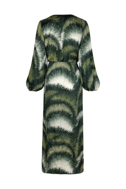 Tertulia Silk Jacquard Maxi Dress / Green Brushed