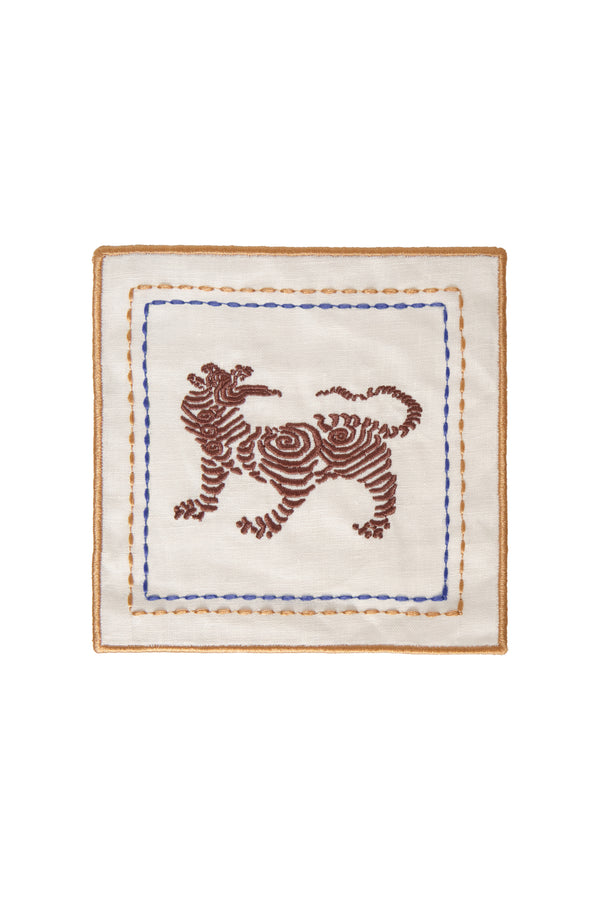 Tiger Cocktail Napkins / Ivory & Brown - Set of 4