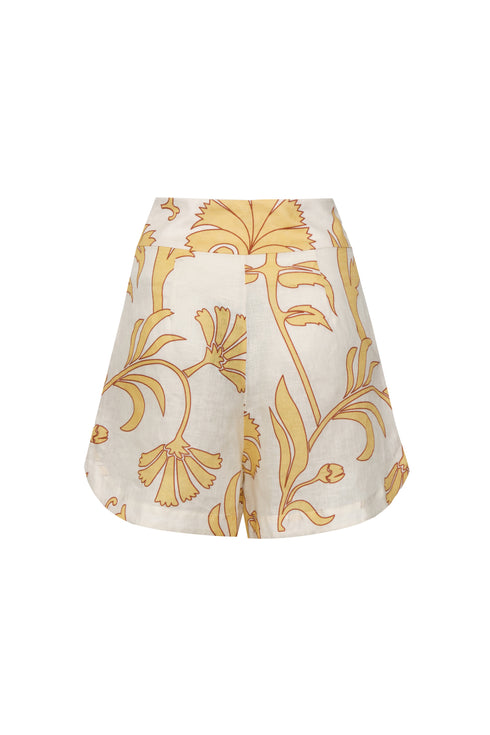 Tomaso Linen Short / Yellow Flowers