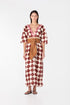 Topacio Hand Embroidered / Burgundy Rhombuses Ivory