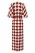 Topacio Hand Embroidered / Burgundy Rhombuses Ivory