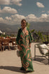 Andina Hand-Embroidered Crepe Tunic / Green Buganvilia