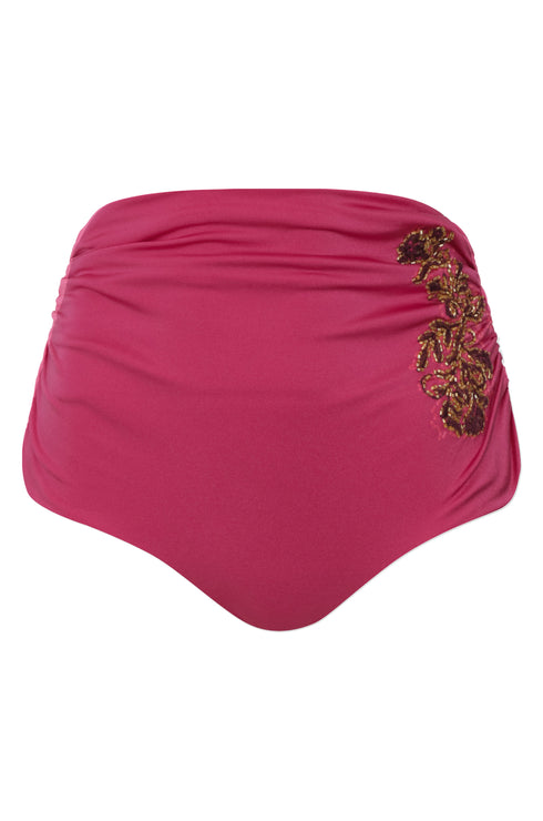 Victoria Embroidered Bottom / Shiny Fuchsia - Wine