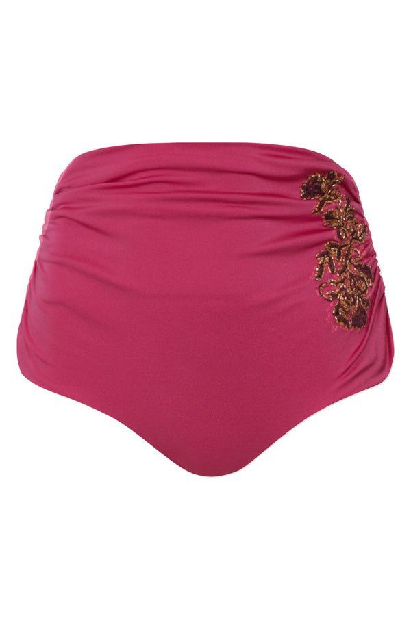 Victoria Embroidered Bottom / Shiny Fuchsia - Wine