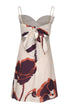 Victoria Linen Mini Dress / Ecru - Purple Gladiolos