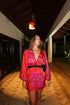 Francisca Silk Jacquard Mini Dress / Red & Fuchsia Maxi Buganvilia