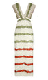 Quinto Sol Cotton Midi Dress / Ivory Striped Helechos