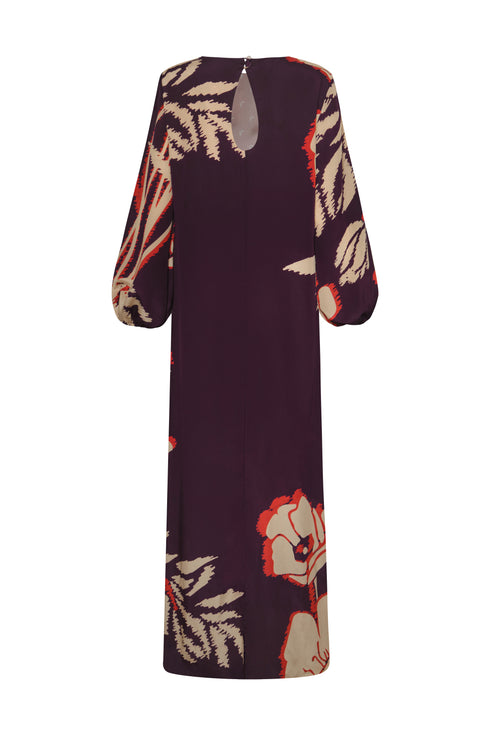 Lisboa Crepe Chine Maxi Dress / Purple Gladiolos