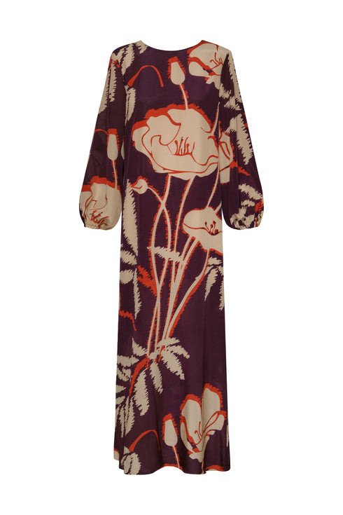 Lisboa Crepe Chine Maxi Dress / Purple Gladiolos