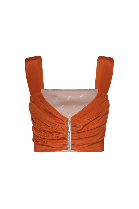 Marimba Crepe Chine Top / Orange Gladiolos