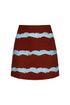 Carmelita Hand Embroidered Cotton Mini Skirt / Chocolate Striped Helechos