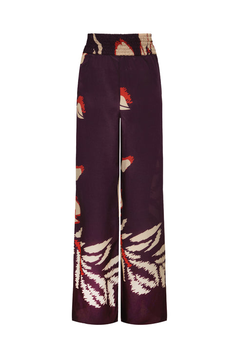 San Cipriano Crepe Chine Pants / Purple Gladiolos
